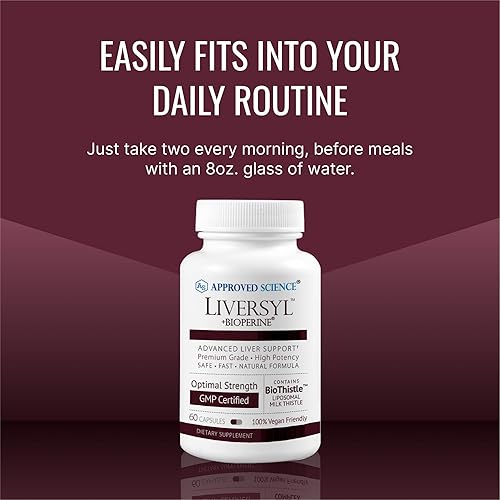 Miniatura 6 de Approved Science Liversyl - Cardo mariano, extracto de alcachofa y bioperina - Vegano - 60 cápsulas - Hecho en los Estados Unidos