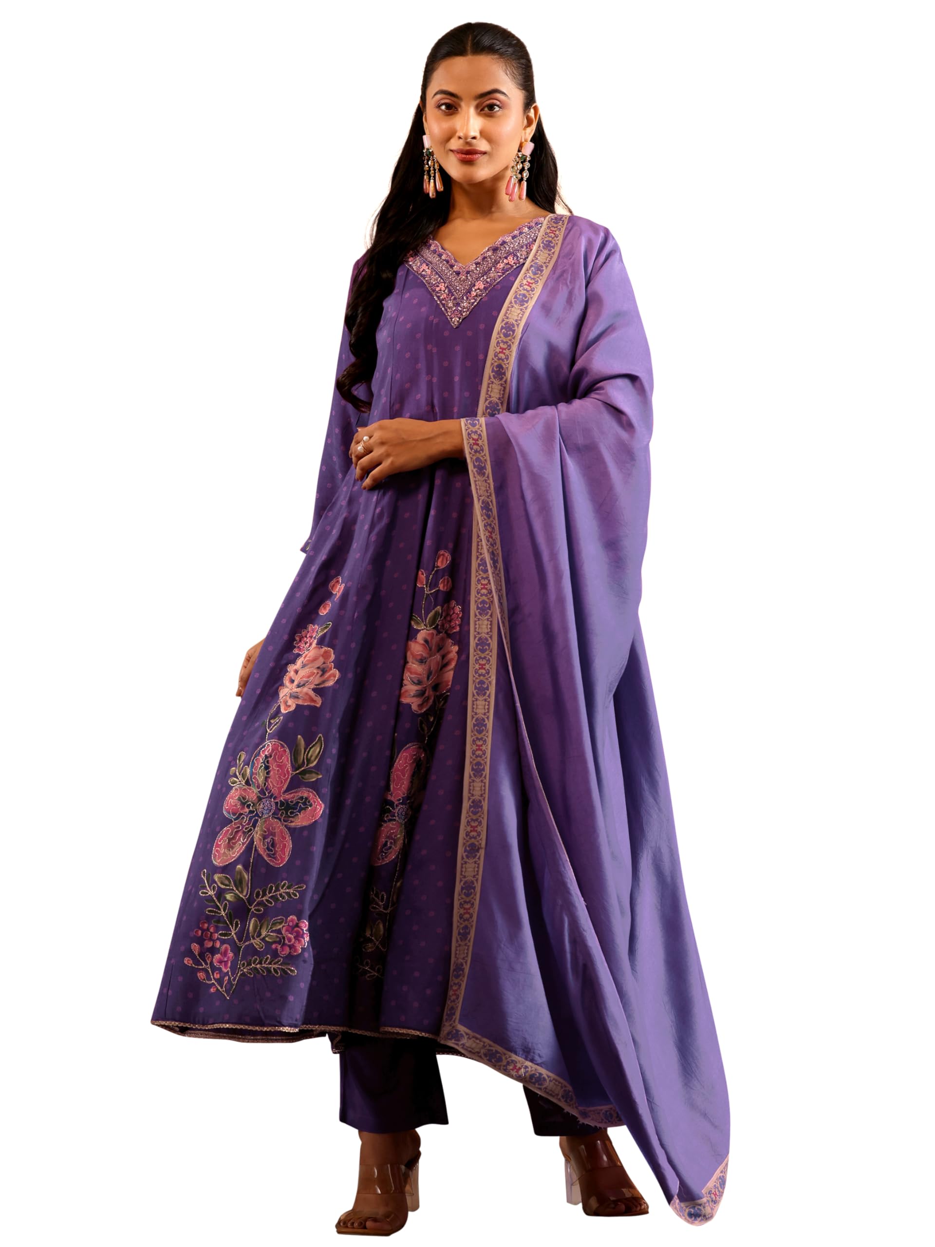 libas Art Printed Muslin Anarkali Kurta Set for Women | ethnic wear | bridal suit | occasion wear-picture-30