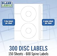 Vista 12 de Etiqueta de CD/DVD de cara completa Cantidad de 1000 discos, 2000 lomo 250 hojas en total Blanco mate permanente Compatible con inyección