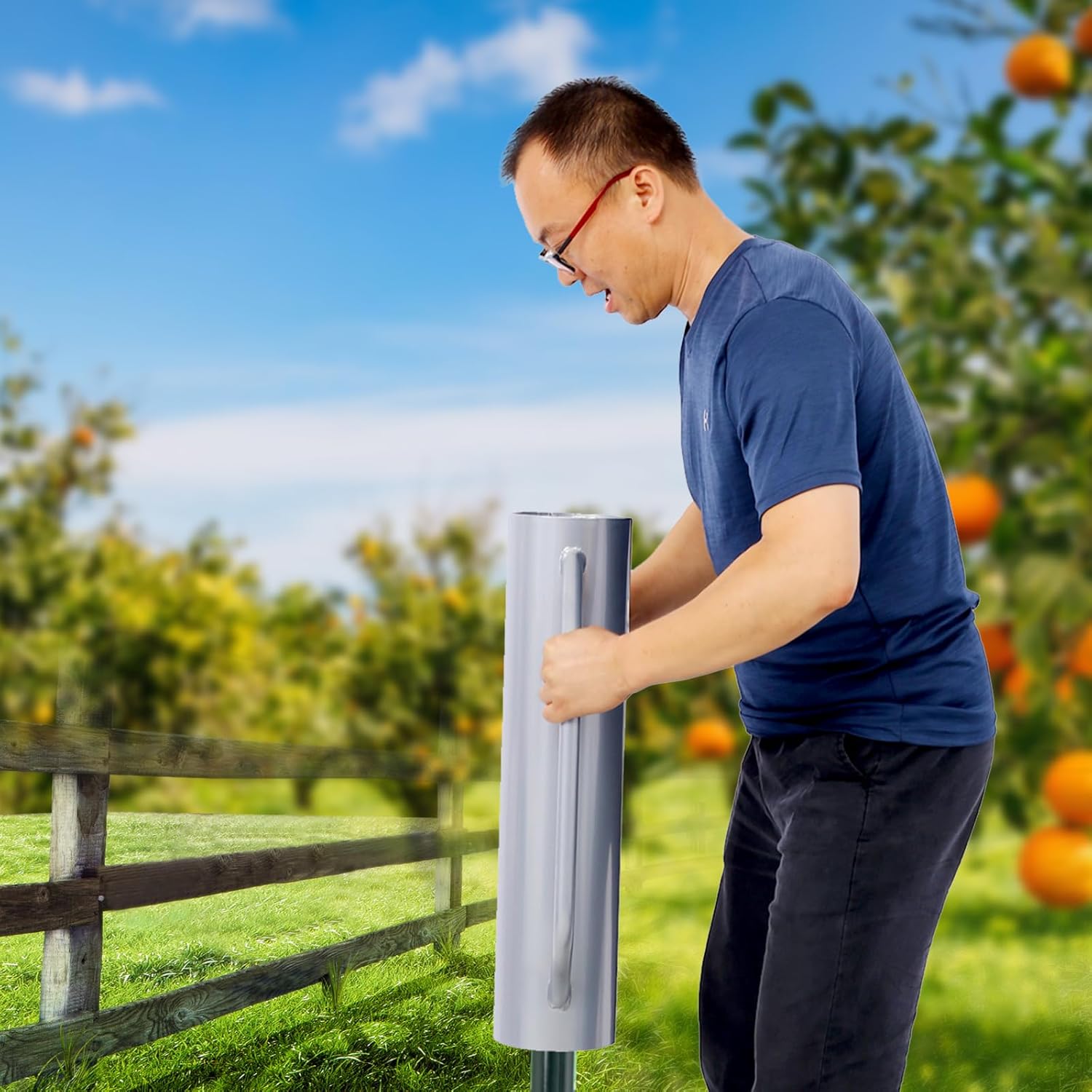 Iron Fence Post Driver - Heavy Duty 37LB Metal Fence Post Driver with Handle | Versatile and Multipurpose T Post Rammer for Easy Fence Post Installation Grey