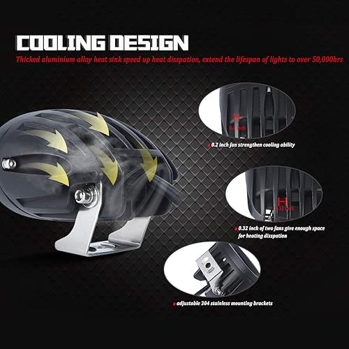 Miniatura 4 de Chelhead Luces antiniebla ámbar, paquete de 2 luces de 3.5 pulgadas, 80 W, impermeables, de doble brillo, 3500 K, 7200 lúmenes, luces LED redondas