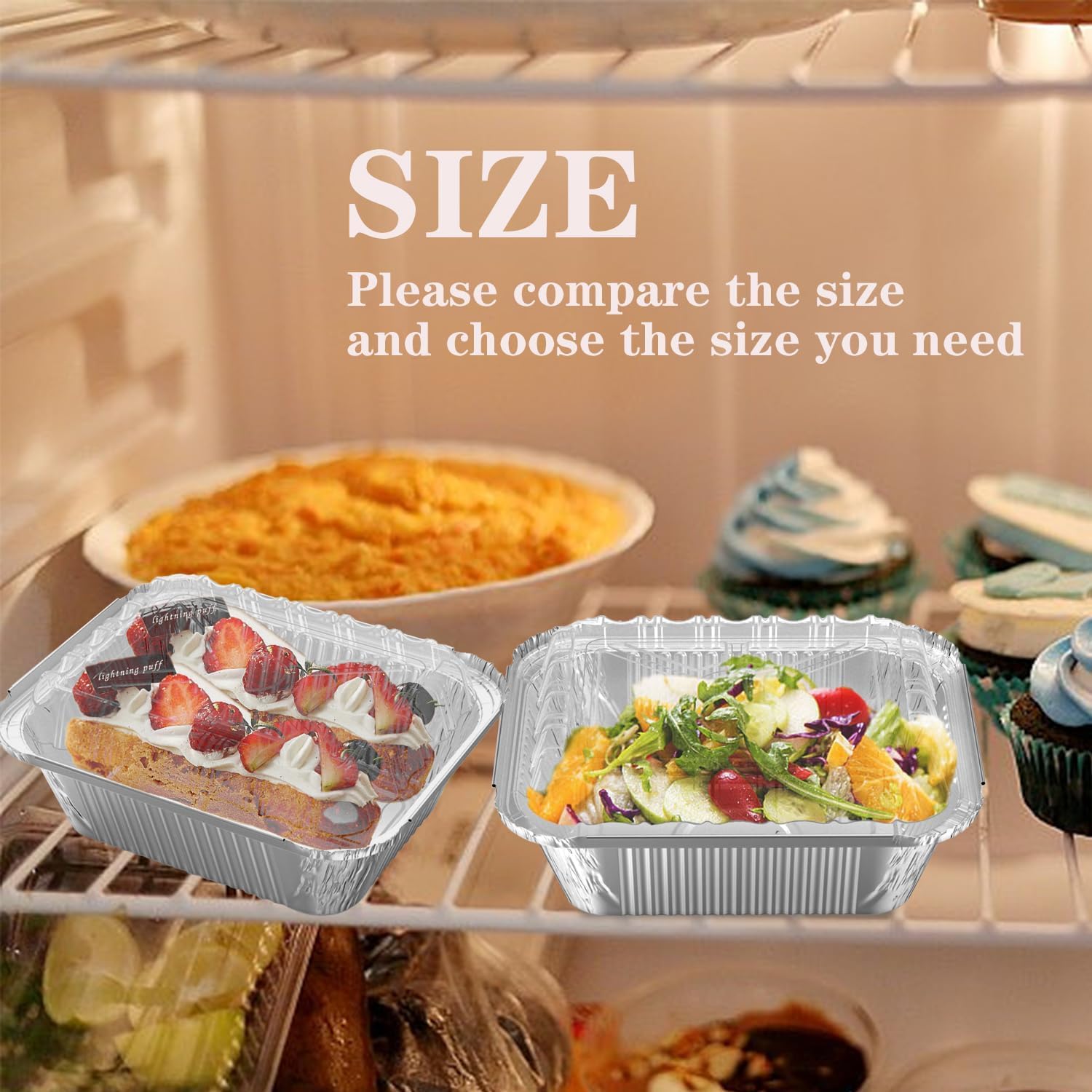 iHomeSet Confezione da 100 contenitori rettangolari usa e getta in alluminio da 0,9 kg, da asportare, con coperchio a cupola in plastica trasparente, per catering, cottura al forno, arrosti