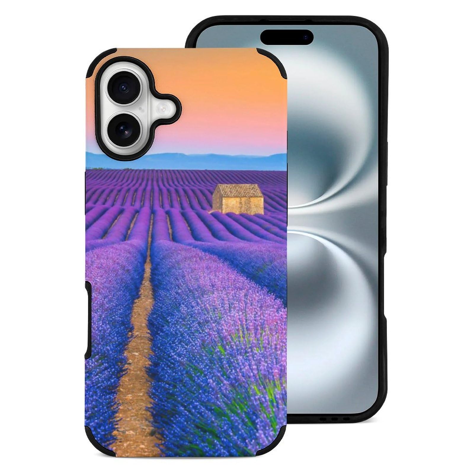 Amazon.co.jp: IPhone16 ケース兼用 ラベンダー 花畑 風景 ナチュラル