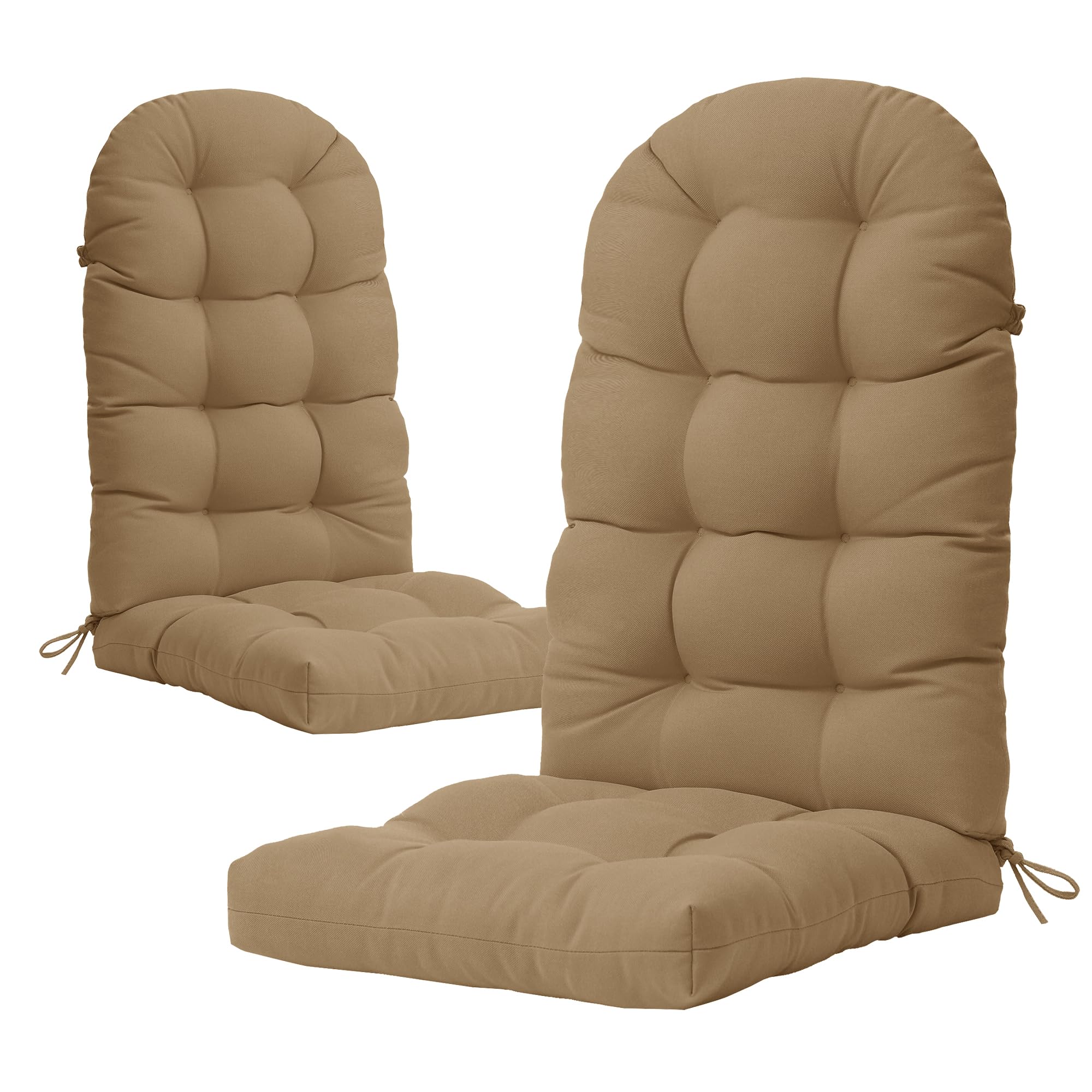 YEFU Adirondack Lot de 2 Coussins de Chaise à Bascule à Dossier Haut épais pour intérieur et extérieur, 124,5 x 50,8 x 12,7 cm, Marron Clair