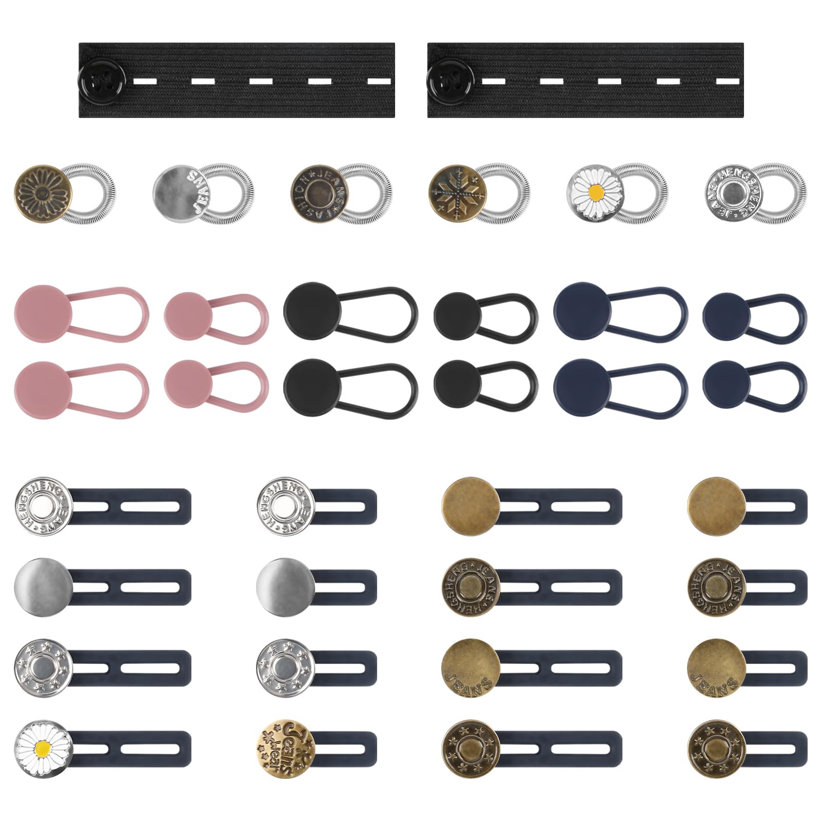 36PCS Button Extender for Trousers, Assorted Waistband Extender Set