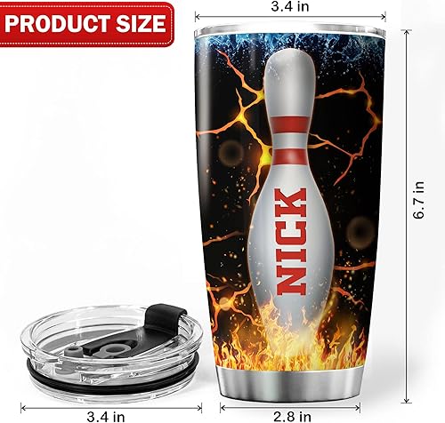 Miniatura 6 de KOIXA Vaso personalizado con nombre Im Not Obsessed With Bowling regalo para hombres esposo taza de viaje de acero inoxidable con tapa 20 onzas