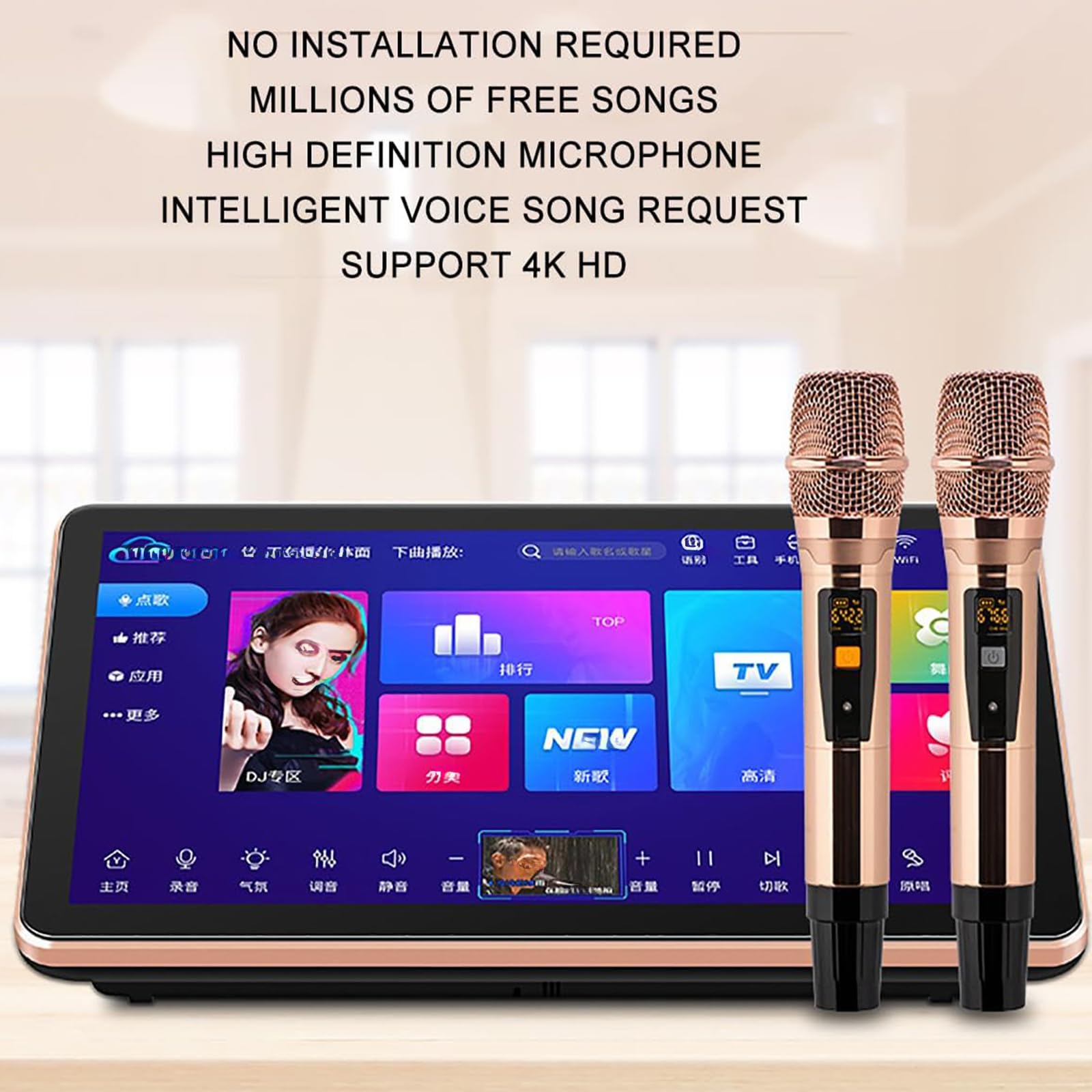 Máquina De Karaoke Con 2 Micrófonos Y Parlantes Inalámbricos,20 Idiomas,Para Fiestas En Casa,Presentaciones Callejeras,Cumpleaños,Ceremonias De Graduación,Bailes En La Plaza ,blanca,18.5 in/1T