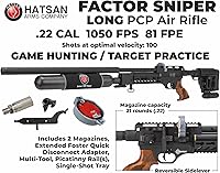 Vista 3 de Hatsan Factor Sniper Long PCP - Rifle de aire con palanca lateral con paquete Wearable4U incluido