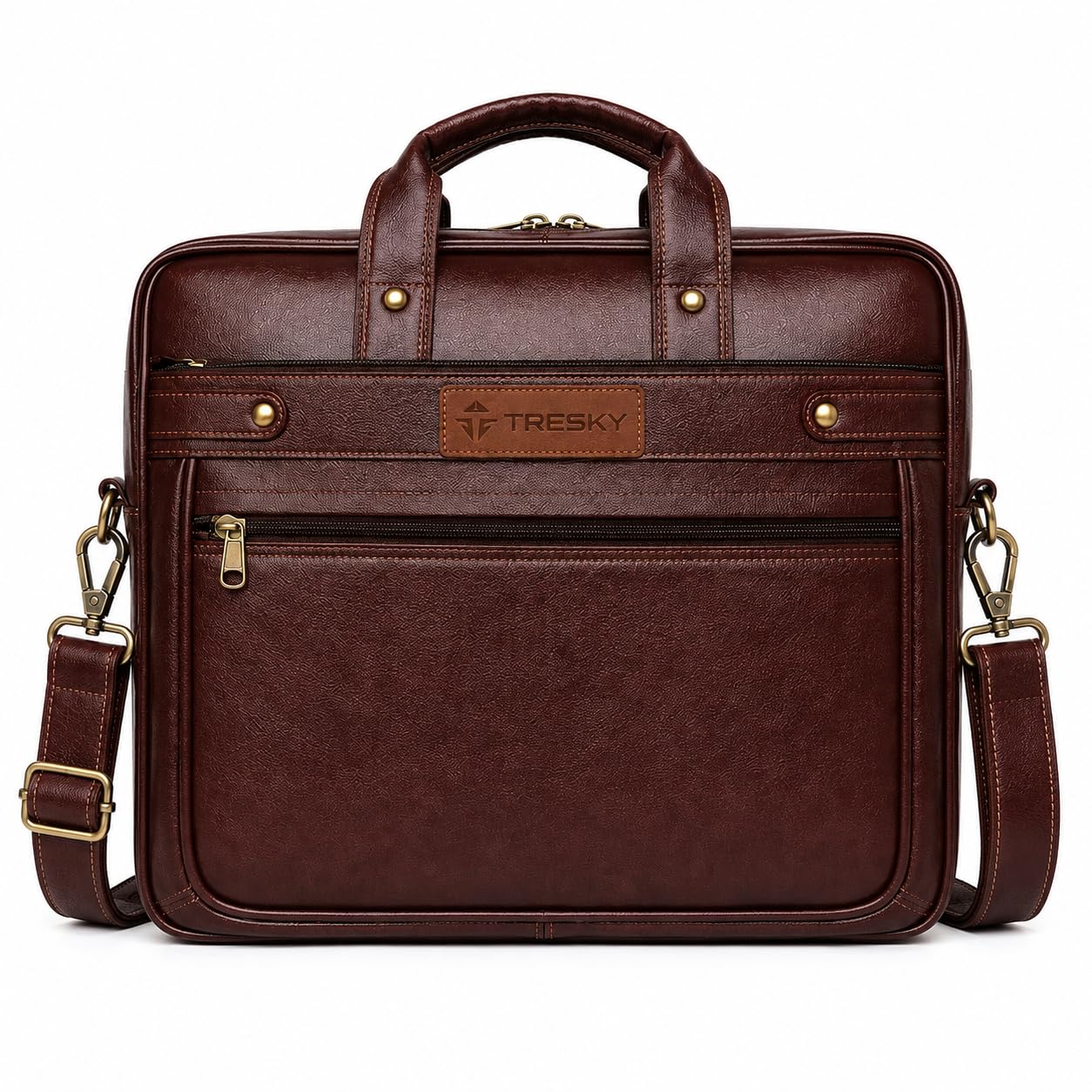 tresky PU Leather Laptop Tan Messenger Office Bag Briefcase for Work for Men-picture-29