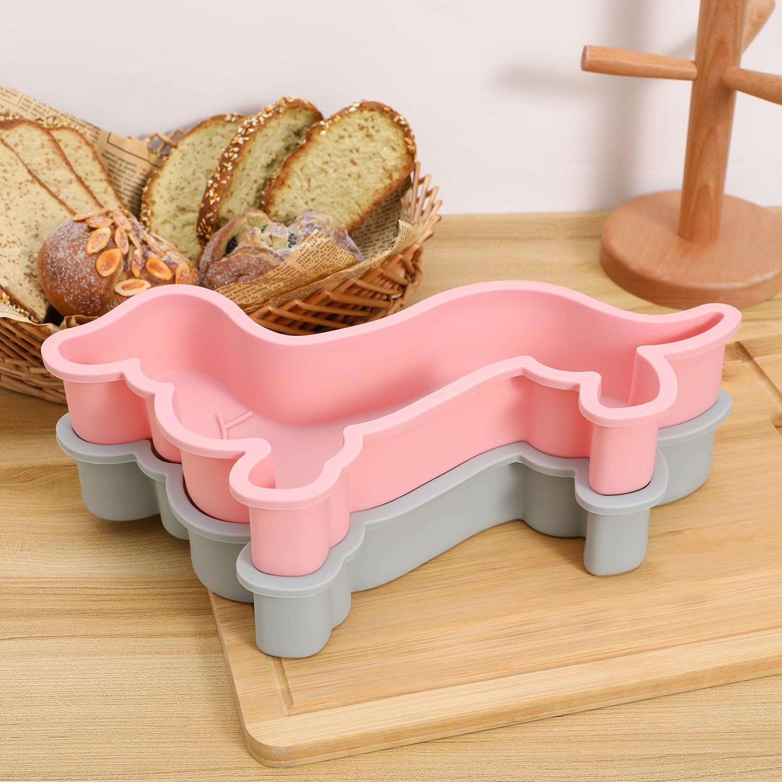 SOLUSTRE Molde de Silicona Material Seguro y Antiadherente 2 Piezas para Hornear Forma de Perro Adecuado para Chocolate y Fondant en Cocina o Fiestas