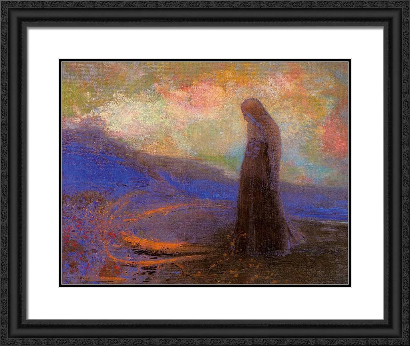 ArtDirect Redon, Odilon 24x20 Gold Ornate Framed Art Print with Double Matting Titled: Reflection