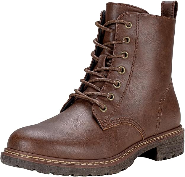 Vepose Women’s Combat Ankle Boots Lace up Classic Short Low Heel Zipper 9623 Booties