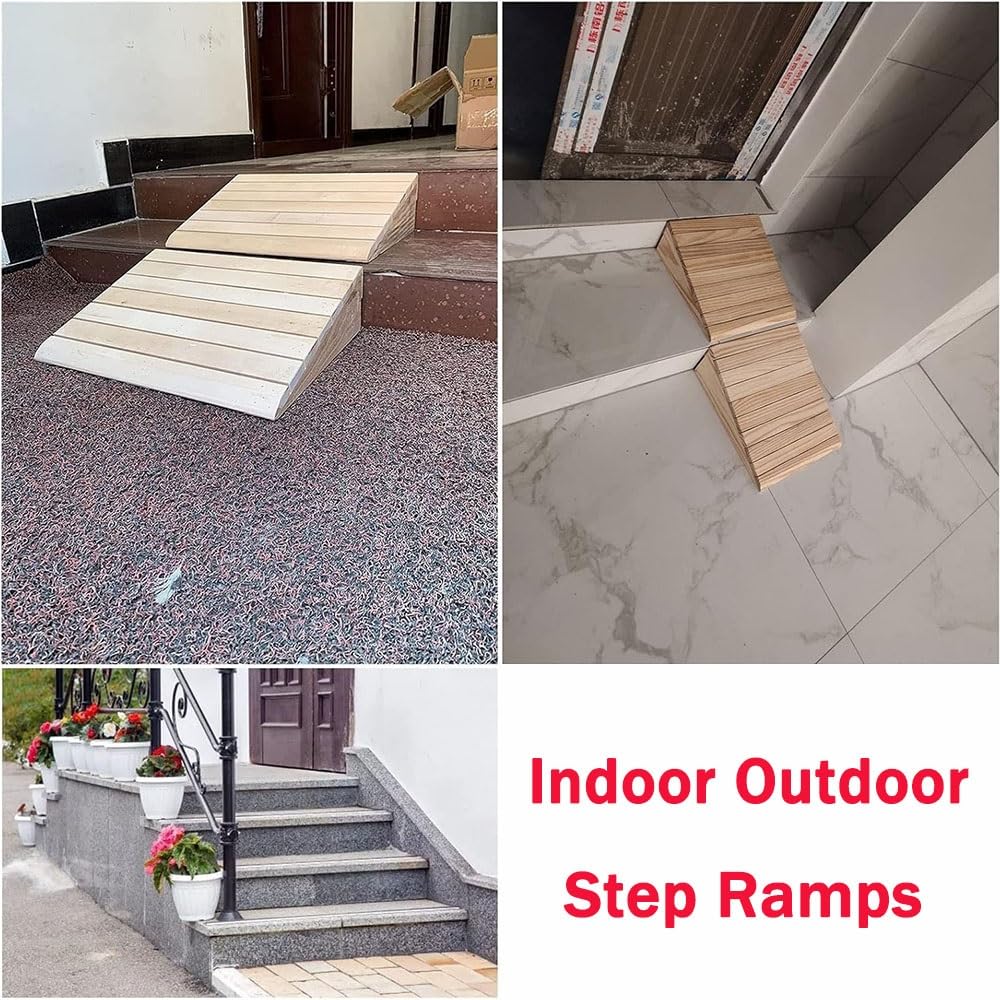 Rampa para Sillas De Ruedas De 7-15cm Altura, Rampas De Acceso De Madera para Escalones, Rampa Antideslizante para Bordillos, Rampas De Transición para Entradas(38.8x35x15cm/15.3x13.8x5.91in)