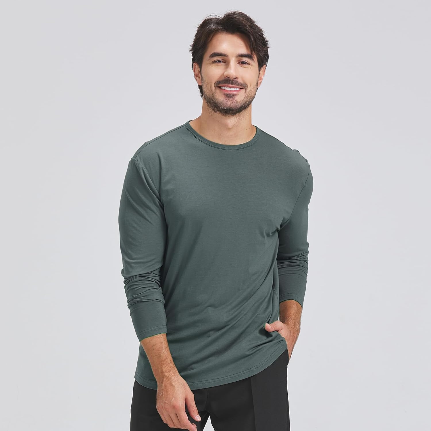 netdraw Men's Ultra-Soft Bamboo Viscose T-Shirt, Curved Hem Lightweight Cooling Cotton Blend Casual Tee - Image 6