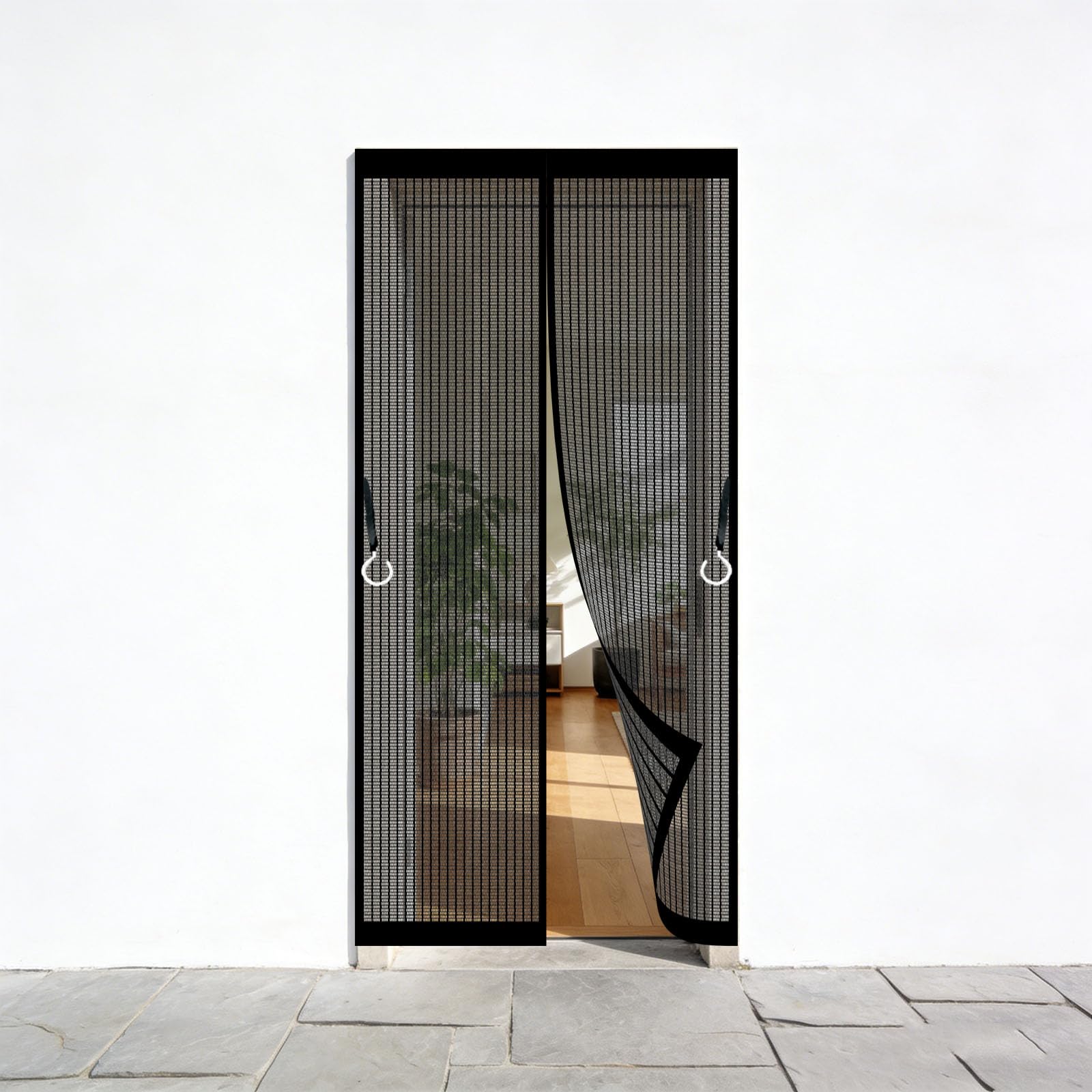 Insektenschutz Balkontür 270 x 230 cm Ohne Bohren Stärkere Magneten Automatisches Schließen Fliegengitter Balkontür Magnet Tür für Wohnzimmer Schiebetür, Schwarz
