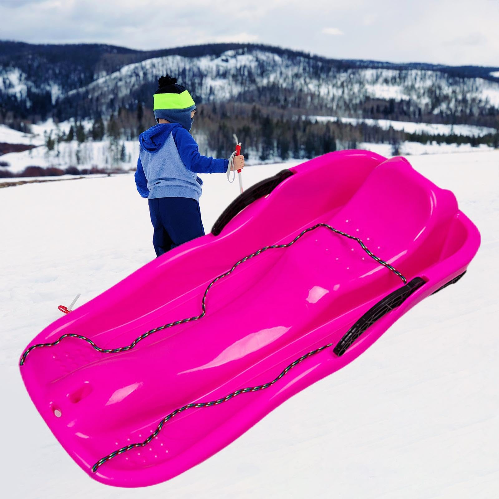 Luge Portable Robuste pour s'amuser en Famille en Plein air. Luge Double avec Direction spéciale pour Enfants et Tout-Petits.