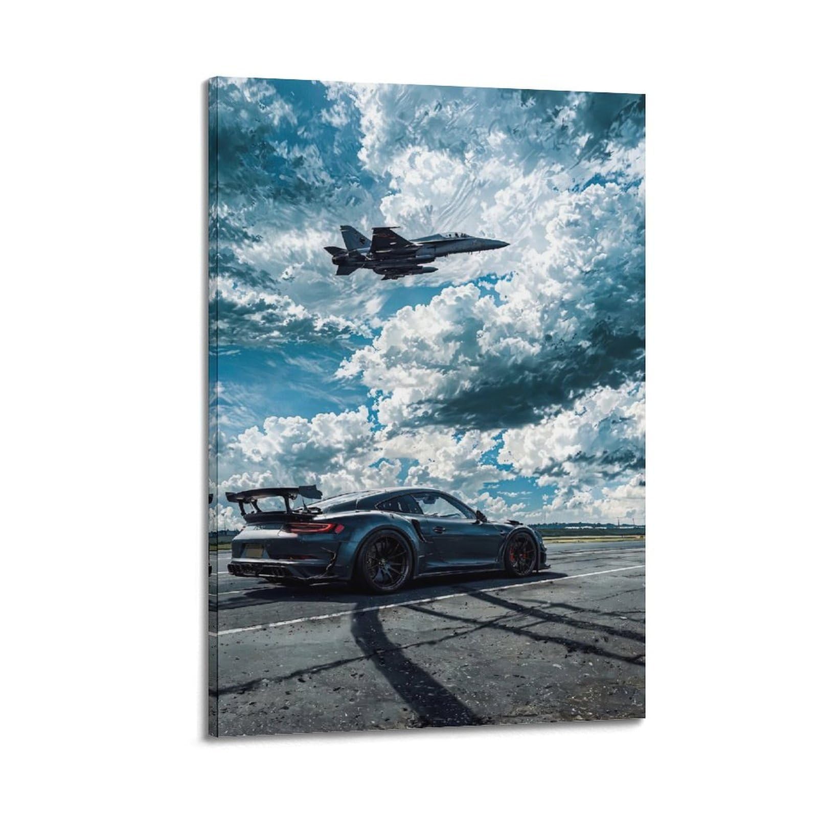 OKAHYS 911 Racing Sports Car & Fighter Aircraft Poster Decorative Painting Canvas Wall Artworks Picture 20x30inch(50x75cm)