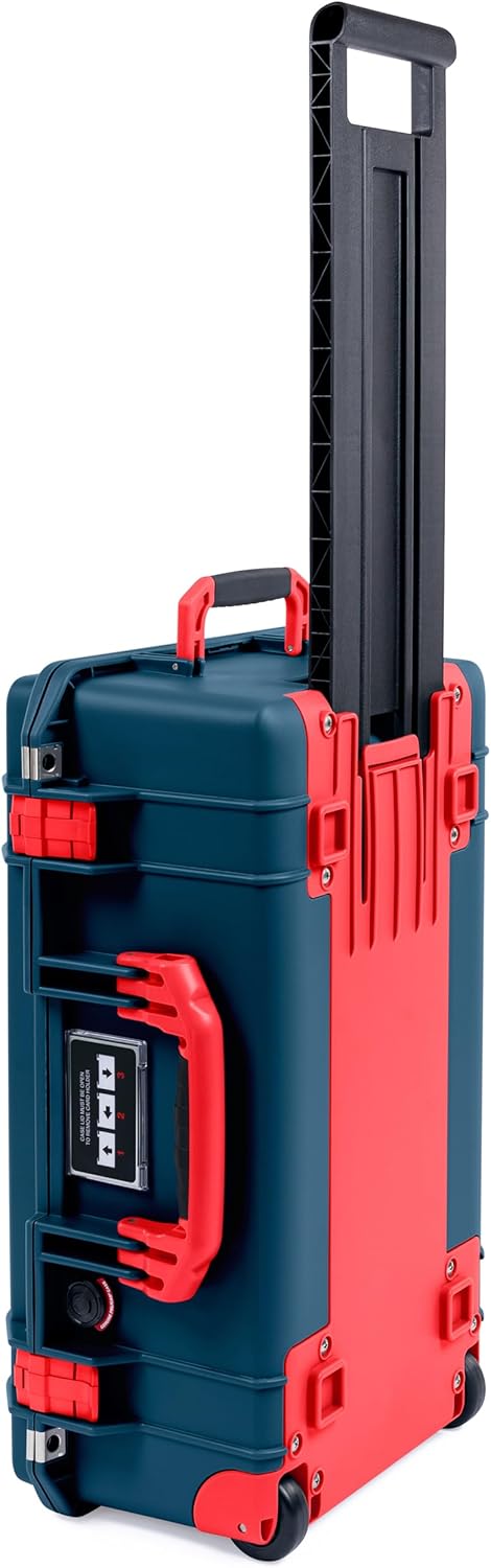 ColorCase Pelican Air 1535 Carry-on Case Deep Pacific Blue - Medium Size Waterproof (Empty) - Yellow Handles, Latches & Trolley