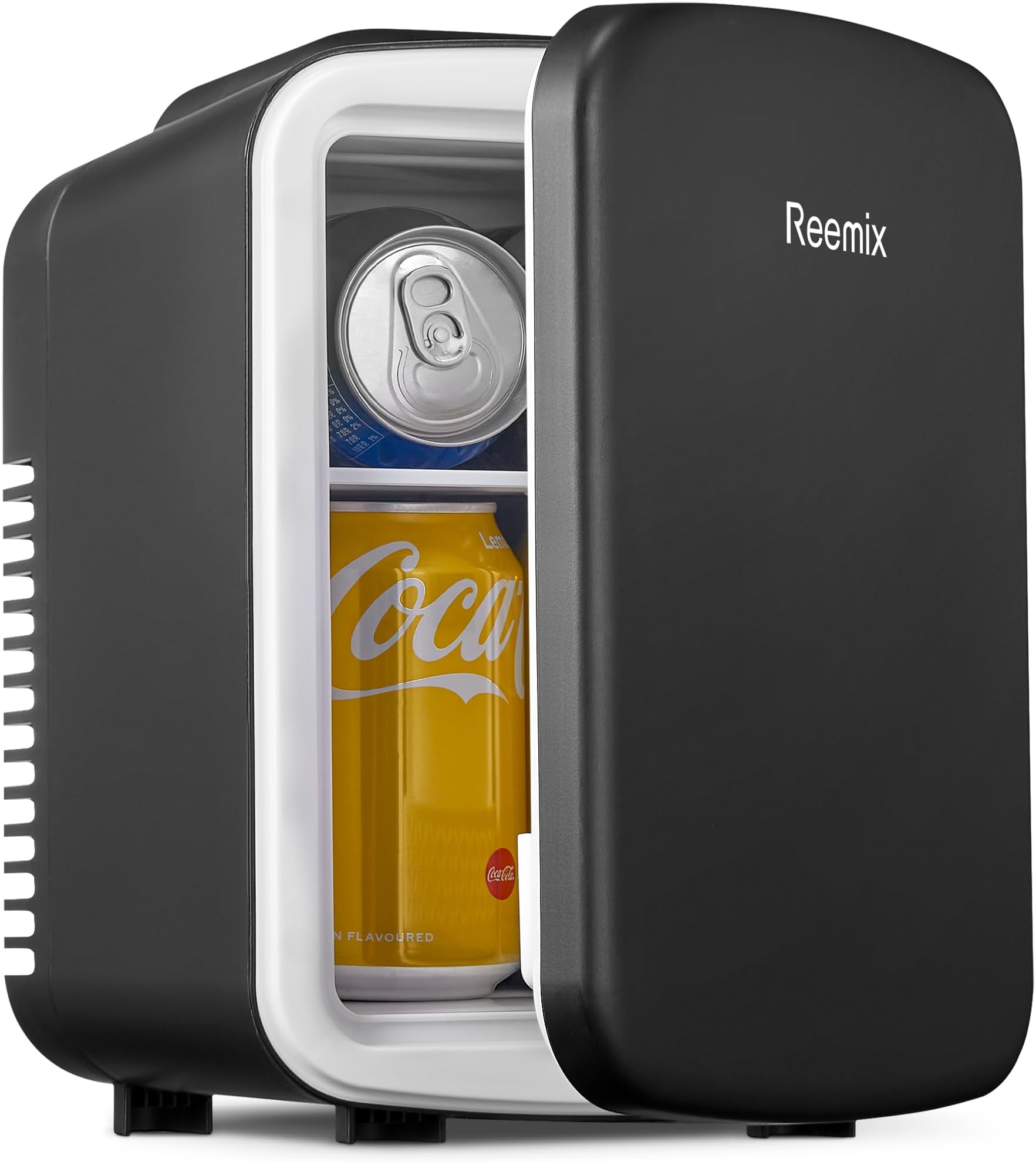 Mini Fridge, 3.7 Liter/6 Can Portable Cooler and Warmer Personal Refrigerator for Skin Care, Cosmetics, Beverage, Food,Great for Bedroom, Office, Car, Freon-Free (Black2)