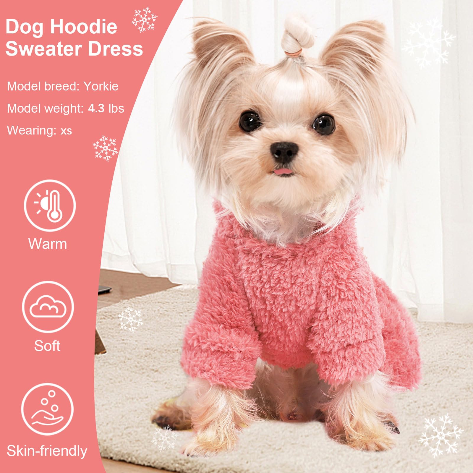 Dog Sweater Diva Pink Princess Dog Hoodie Fleece Sweater For