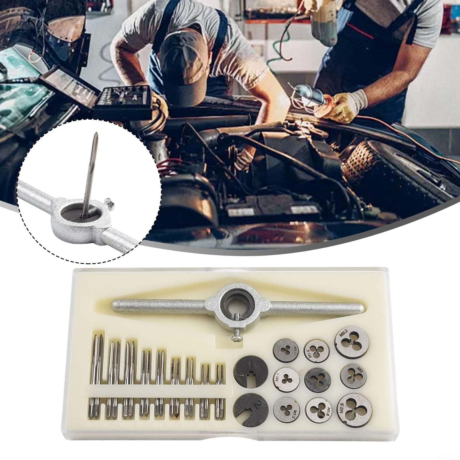 Juego de machos y troqueles métricos HSS M1-M2.5, 31 piezas de herramientas de roscado de rosca de tornillo para modelismo, relojería, ingeniería pequeña