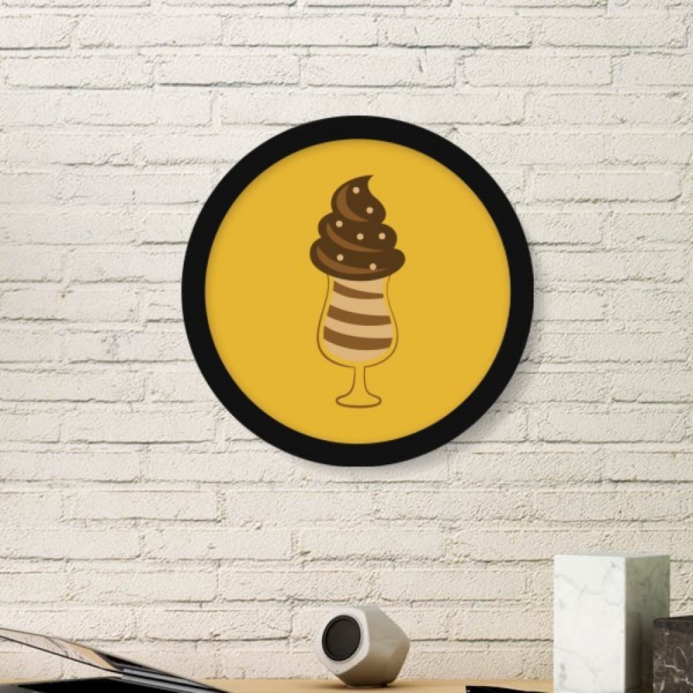 Cadre photo rond en bois idée cadeau motif crème glacée chocolatée pour salon