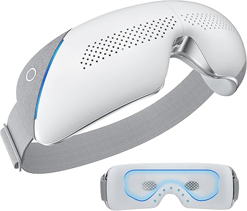 VMOK Masajeador de ojos térmico con compresión, música Bluetooth, masajeador de sien de ojos para relajar y reducir las migrañas, fatiga ocular,