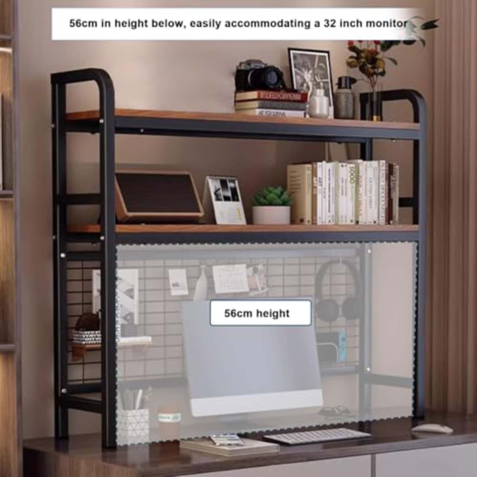 Estantería De Escritorio De 2 Niveles, Estante Organizador Multiusos De Metal/madera Para Encimera, Unidad De Estantería De Escritorio, Estantes De Almacenamiento Para Oficina(Black,115cm)
