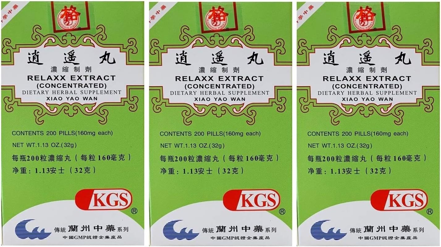 Relaxx Extract (Xiao Yao Wan)160mg X 200 Pills Per Bottle (3 Packs)