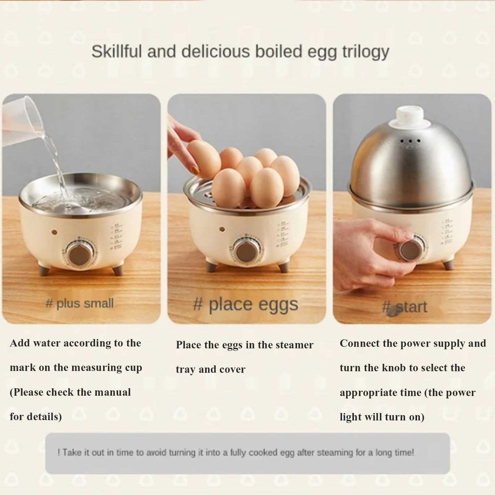 Bollitore elettrico per uova, macchina per la colazione, cottura a vapore automatica con timer, fornello a vapore per crema pasticcera per uova 220 V