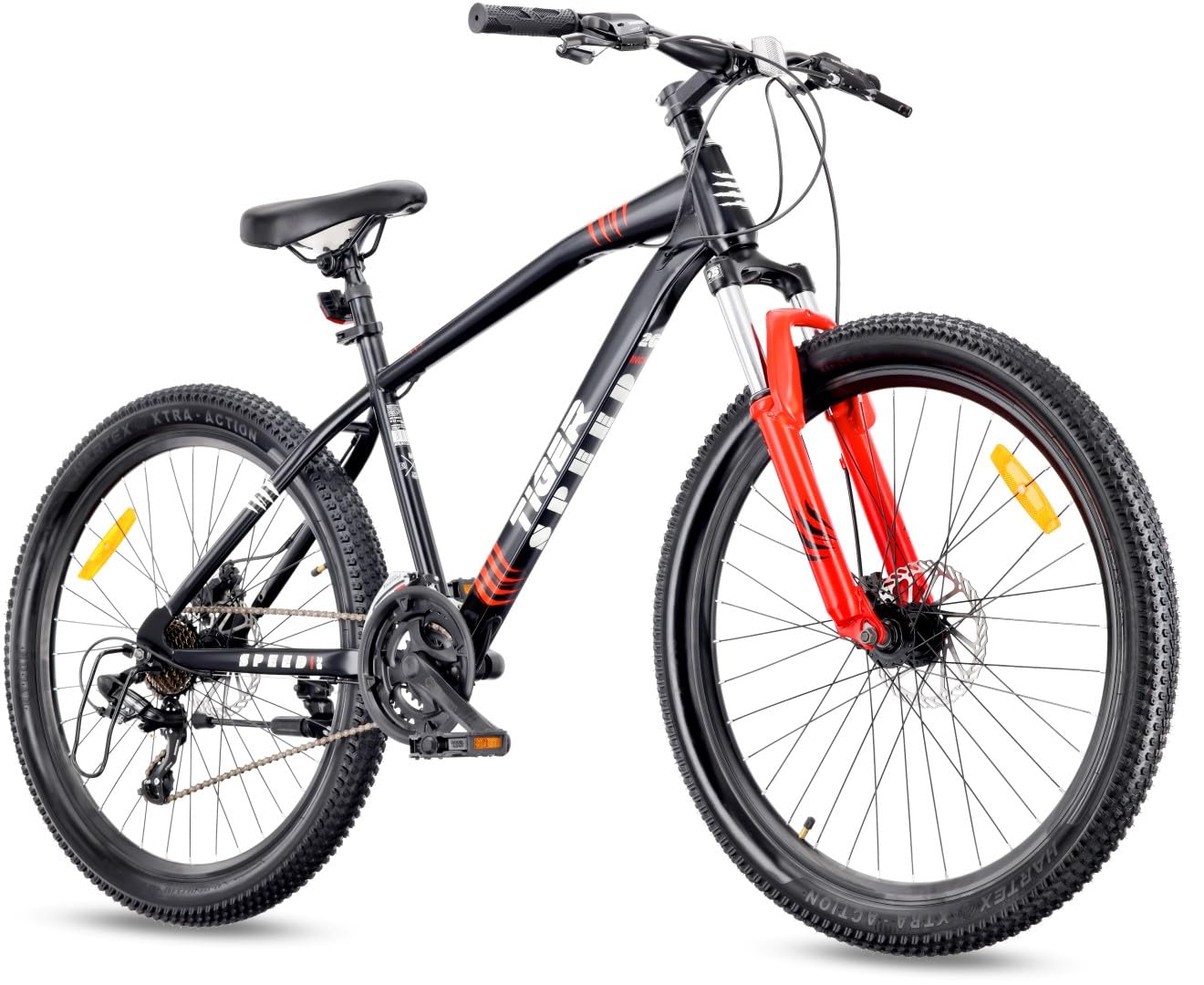 sun baby Tiger Bike Bicicleta de montaña 26 Pulgadas, Bicicleta 26" MTB para niños y Hombres - Cuadro de Acero, 7/21 velocidades, Frenos de Disco, Amortiguador