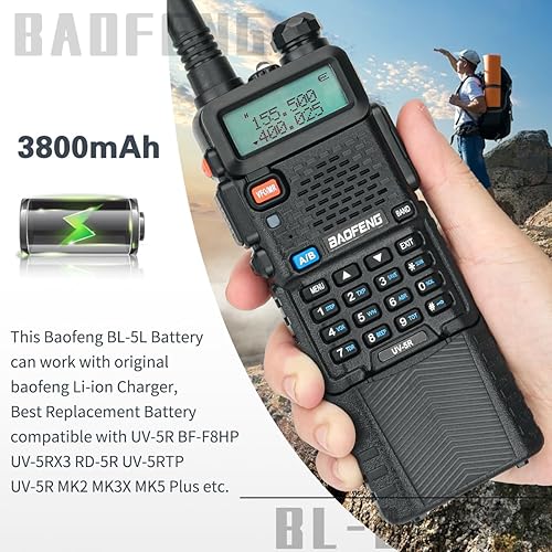 Miniatura 9 de BAOFENG BL-5 3800mAh Extended Battery with Type-C Charger Cable for Walkie Talkie UV-5R BF-F8HP UV-5RX3 RD-5R UV-5RTP UV-5R MK2 MK3X MK5 Plus Series