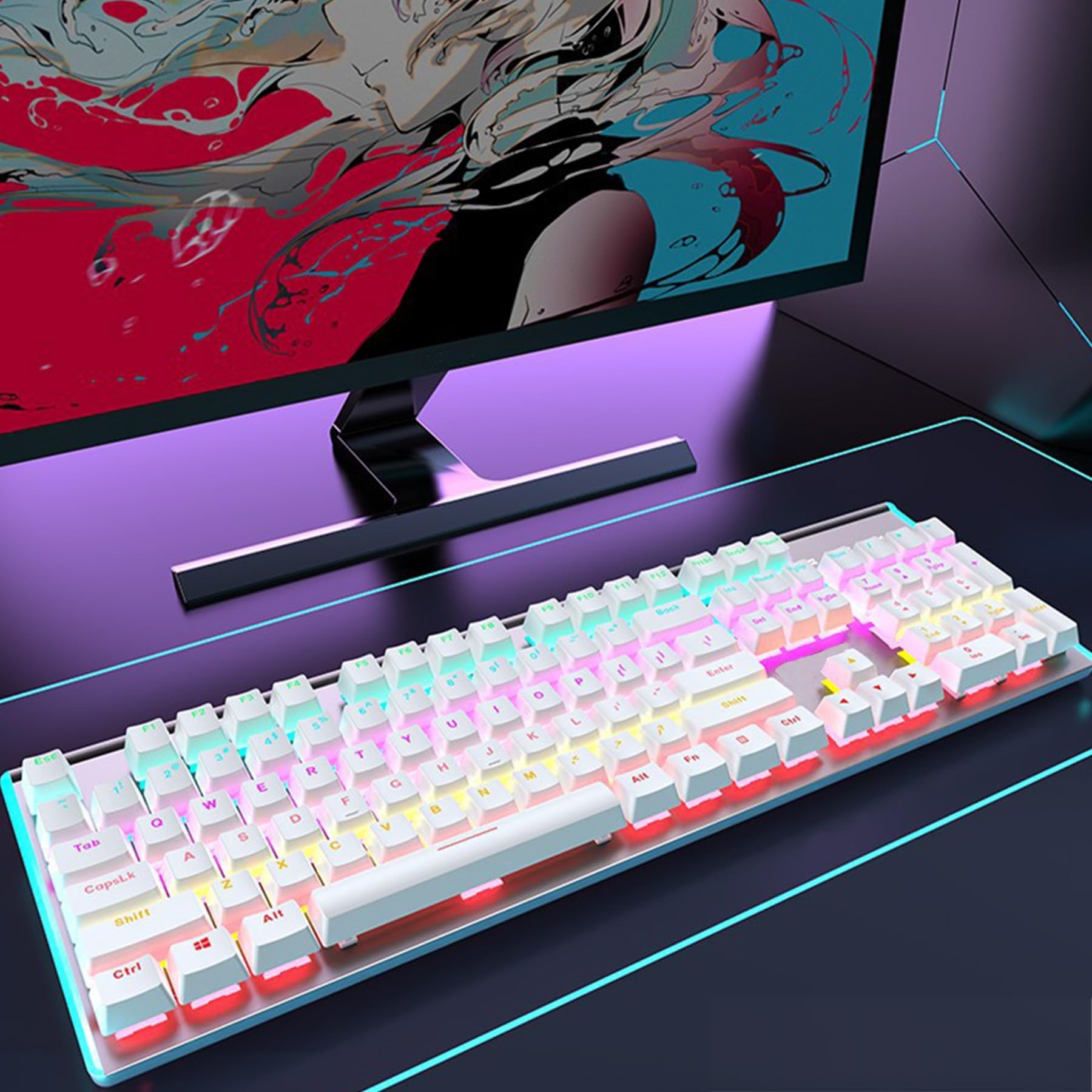 ADMLZQQ Przewodowa klawiatura komputerowa, klawiatura USB Plug Play, duża klawiatura cyfrowa, wielkie litery, składane nóżki, litery zapobiegające uszkodzeniom i zużyciu
