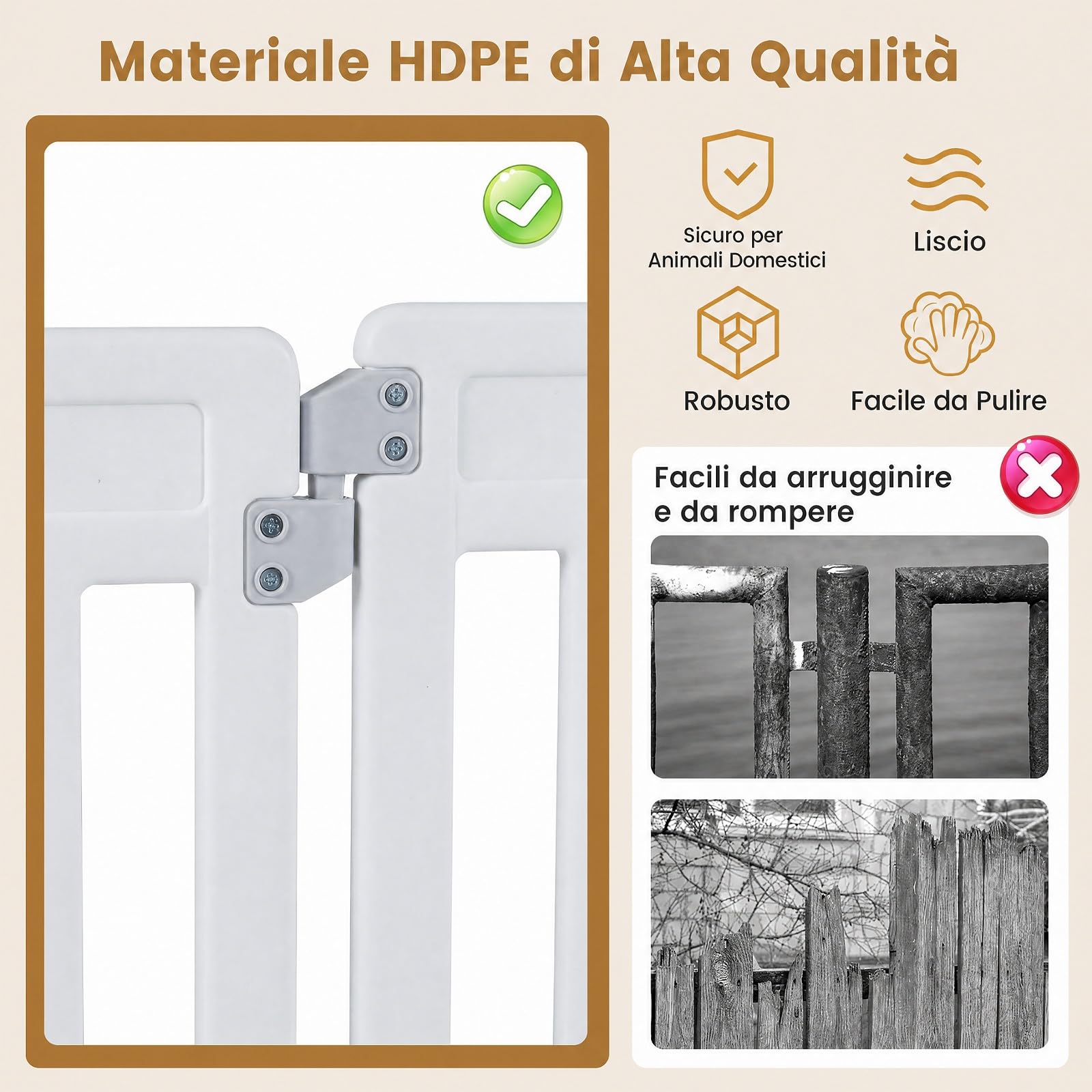 COSTWAY Recinto per Cani PortatileAlto 81cm, Bianco,8 Pannelli