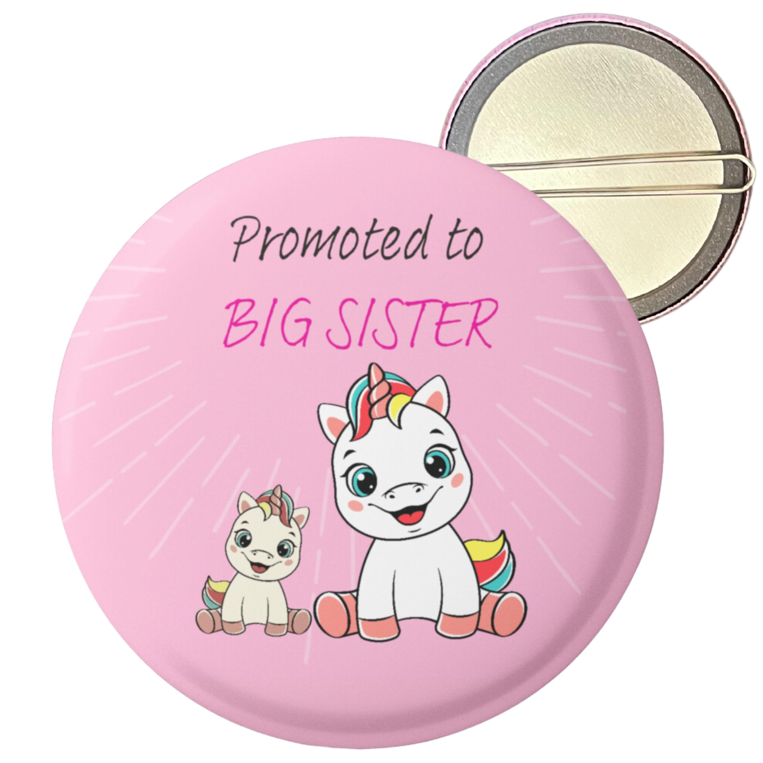 Promoted to Big Sister Badge - New Big Sister Gifts - For Little Girls - From new baby - Im Going to be a Big Sister - New Baby Baby Shower Congratulations Pregnancy Announcement - 59mm