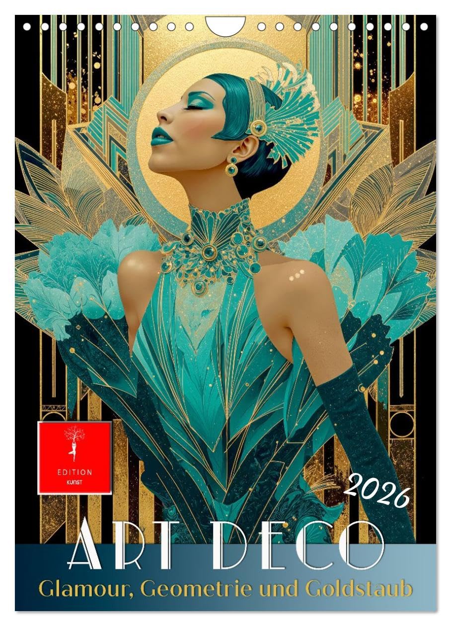 Art Deco - Glamour, Geometrie und Goldstaub (Wandkalender 2026 DIN A4 hoch), CALVENDO Monatskalender: Die Zeit des Experiments: Kunst, Eleganz, Luxus, Stil.