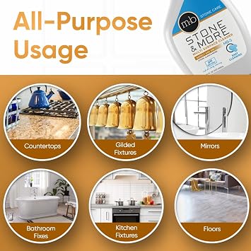 MB-5 Stone & More, All Purpose Cleaning Spray Kitchen Counter Cleaner Spray for Marble and Granite No Streak Formula for Stone, Glass, Granite, Ceramic, Corian, Porcelain (32 oz)