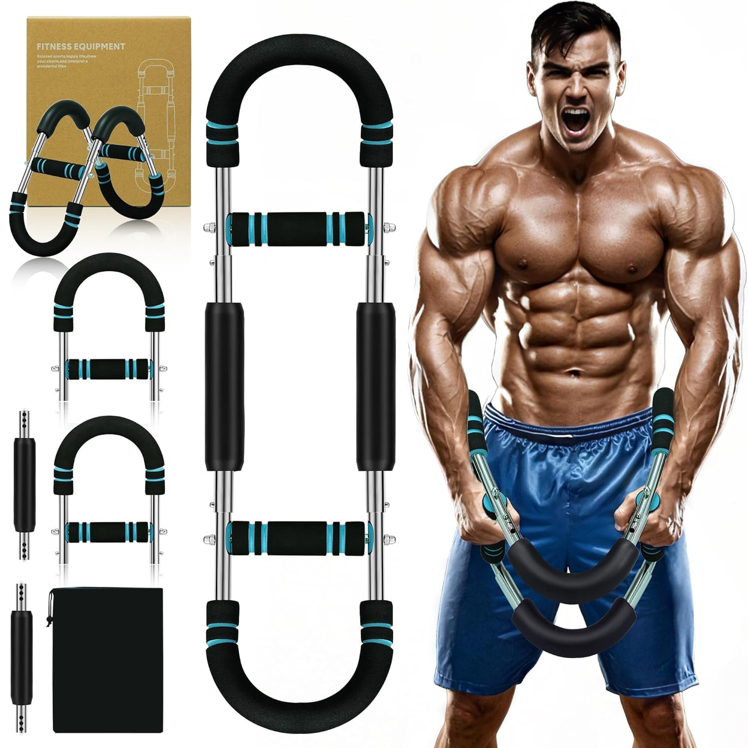 Natural Rubber Pull Reducer Training Bands 4 Tubes Body Trimmer Pedal Exerciser Yoga Crossfit Exercise, Arm Exercise, Tummy Body Building Training Men and Women (Arm Twister)-image-20