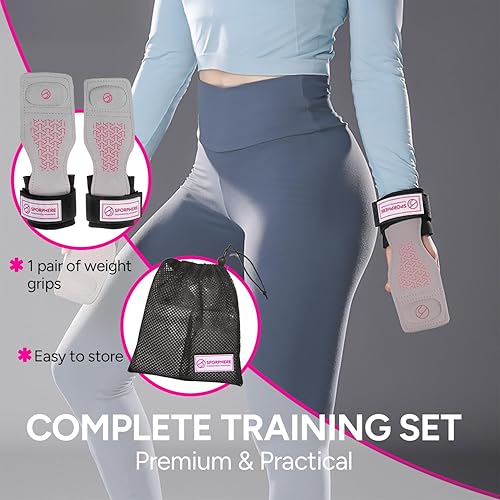 Miniatura 8 de Agarres de peso para mujer, correas de mano para levantamiento de pesas, correas de muñeca para levantamiento de pesas para mujeres, agarre de