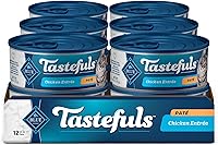 Vista 17 de Blue Buffalo Tastefuls - Paquete variado de alimento húmedo natural para gatos, atún, pollo y pescado y camarones en hojuelas en salsa, latas de 5.5