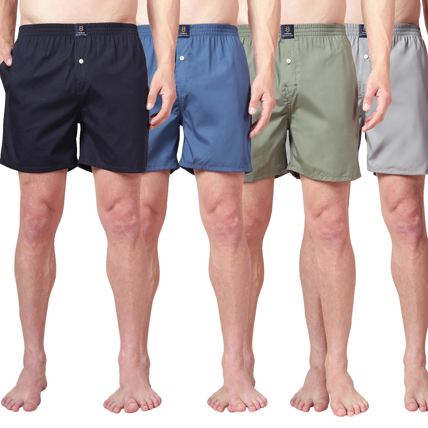 urban scottish Men’s 100% Cotton Solid Boxers Shorts with Side Pockets (Pack of 4)-picture-10
