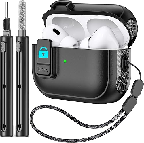 Ljusmicker Funda para AirPods Pro con kit de limpieza, funda rígida militar con bloqueo seguro para Apple AirPods Pro de 21 generación para mujeres