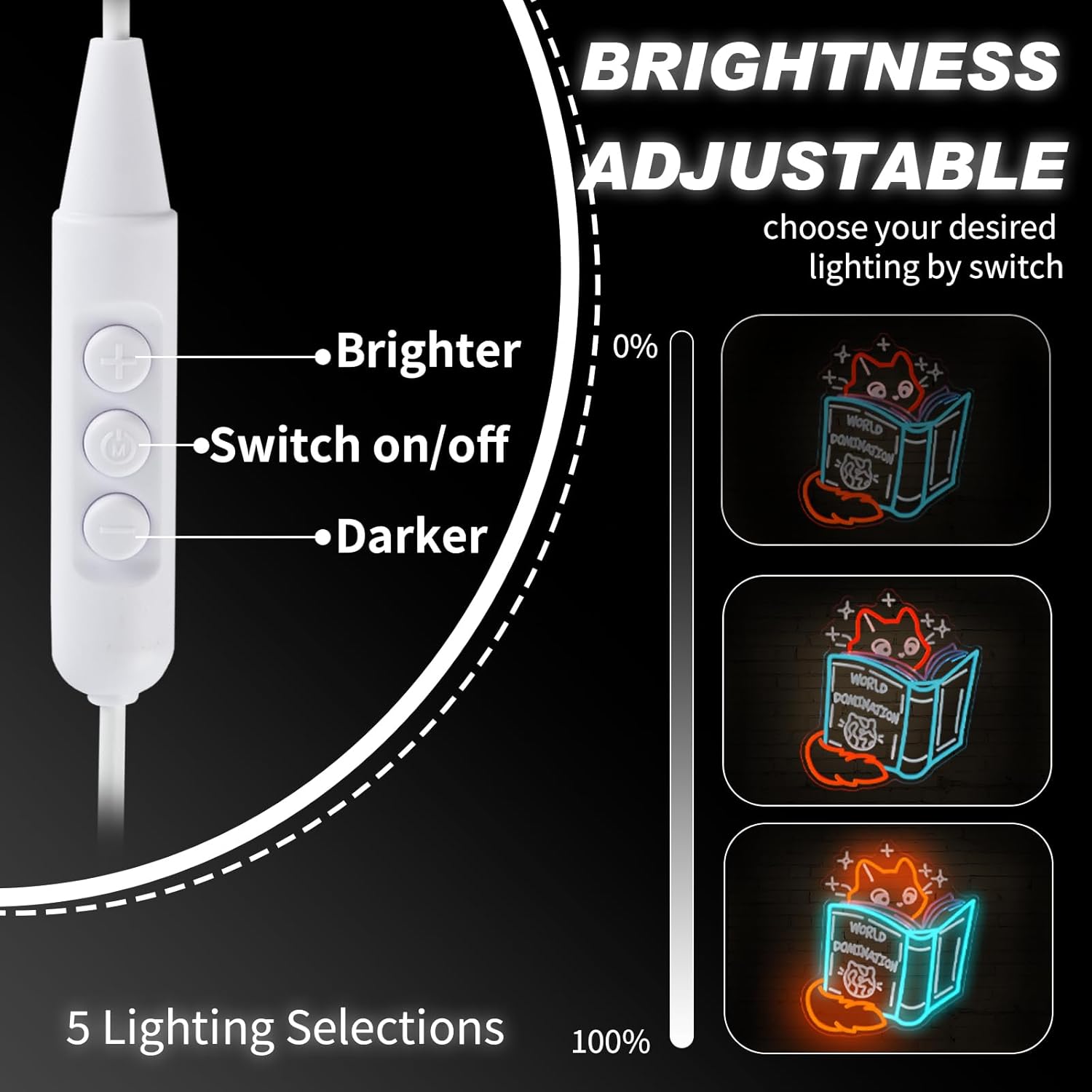 Books and Cat Neon Sign, Fox Reading Sign 3D Carving Led Light, Funny Cat Read Book Decoration, Library Wall Art, Book Store Decor, Gift For Kid, 14.6"x13" - Image 4