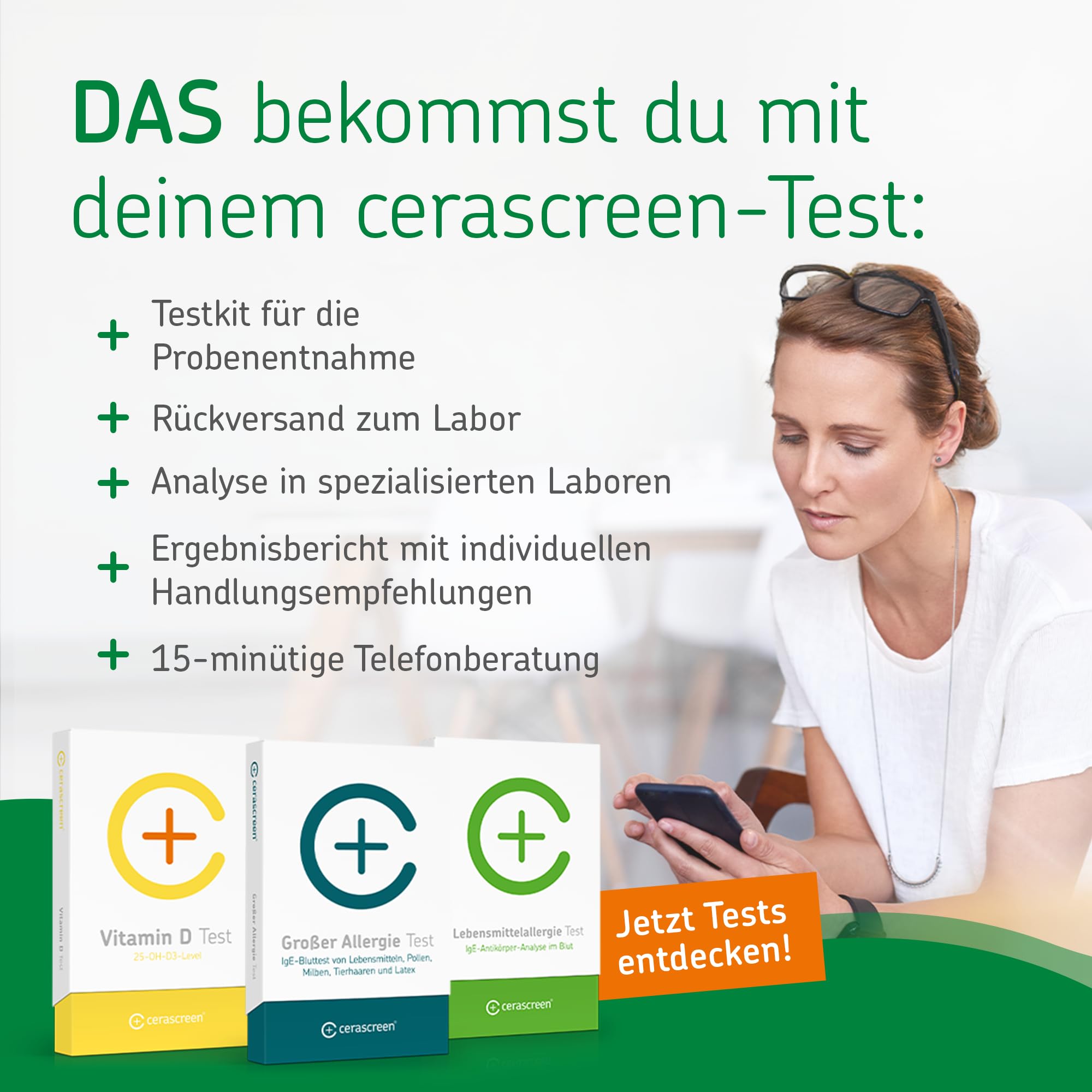 Darmgesundheits Test von CERASCREEN – Gesundheitscheck Darmflora Plus | Stuhltest zur umfangreichen Untersuchung von 18 Darmbakterien und Pilzen (u.a. Candida) und dem pH-Wert des Stuhls
