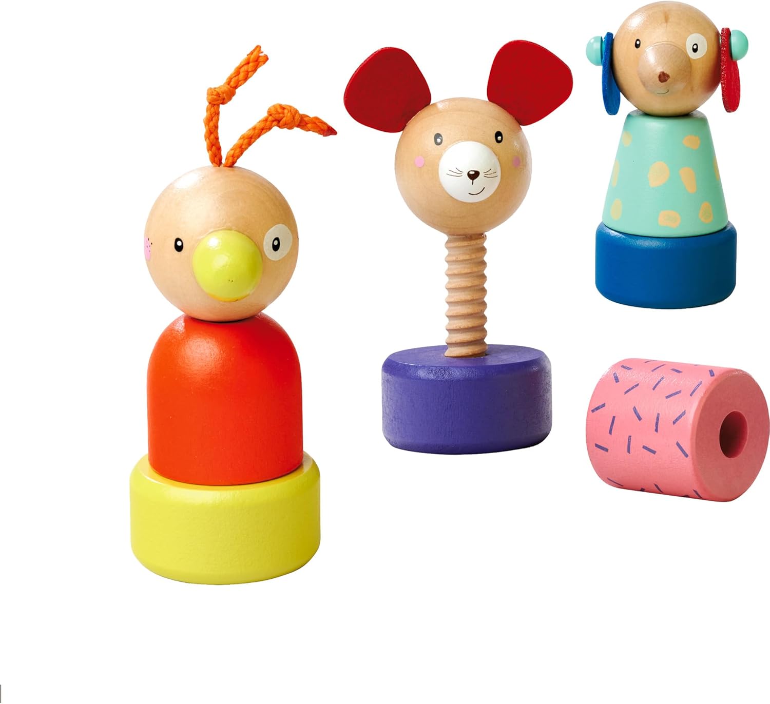 Eichhorn Screw Figures Friends with 3 Cute Animal Motifs, Promotes fine Motor Skills by screwing Together and unscrewing Together, per Figure 13 cm high, Made from 100% FSC-Certified Birch Wood, from