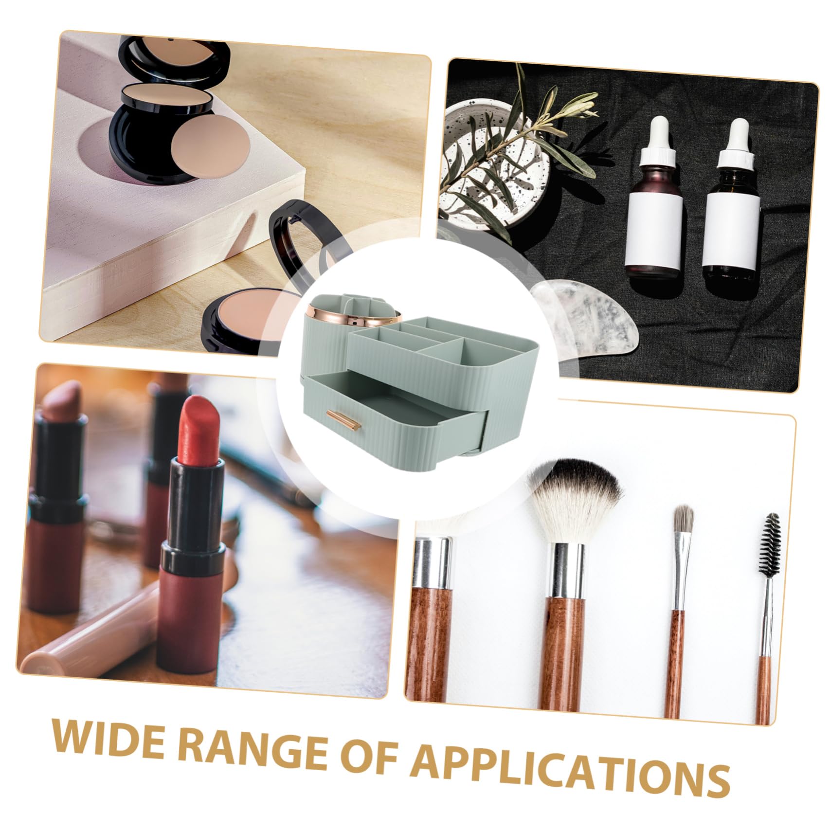VICASKY Organisateur de maquillage rotatif avec rangement cosmétique pour coiffeuse - Porte-pinceaux polyvalent en matériau durable pour organiser les produits de maquillage