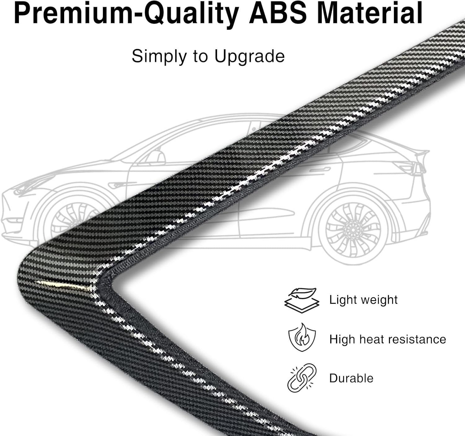 Fog Light Trim for Tesla Model 3 Front Fog Light Cover Blade Trim Eyebrow Cover for Model 3 Decoration Accessories (Glossy Carbon Fiber)