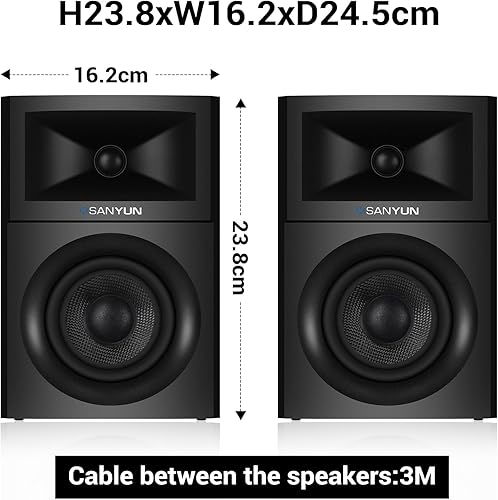 Miniatura 2 de Sanyun Altavoces SW205 de 4 pulgadas para estantería  Audio HiFi inmersivo con envolvente virtual  Motor DACDSP insignia  Gabinete de difusión