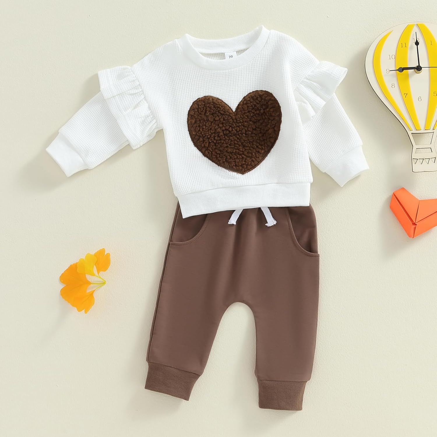 Toddler Baby Girl Valentines Outfit BE MINE Heart Long Sleeve Pullover Tops Flare Pants Set Spring Clothes - Image 3