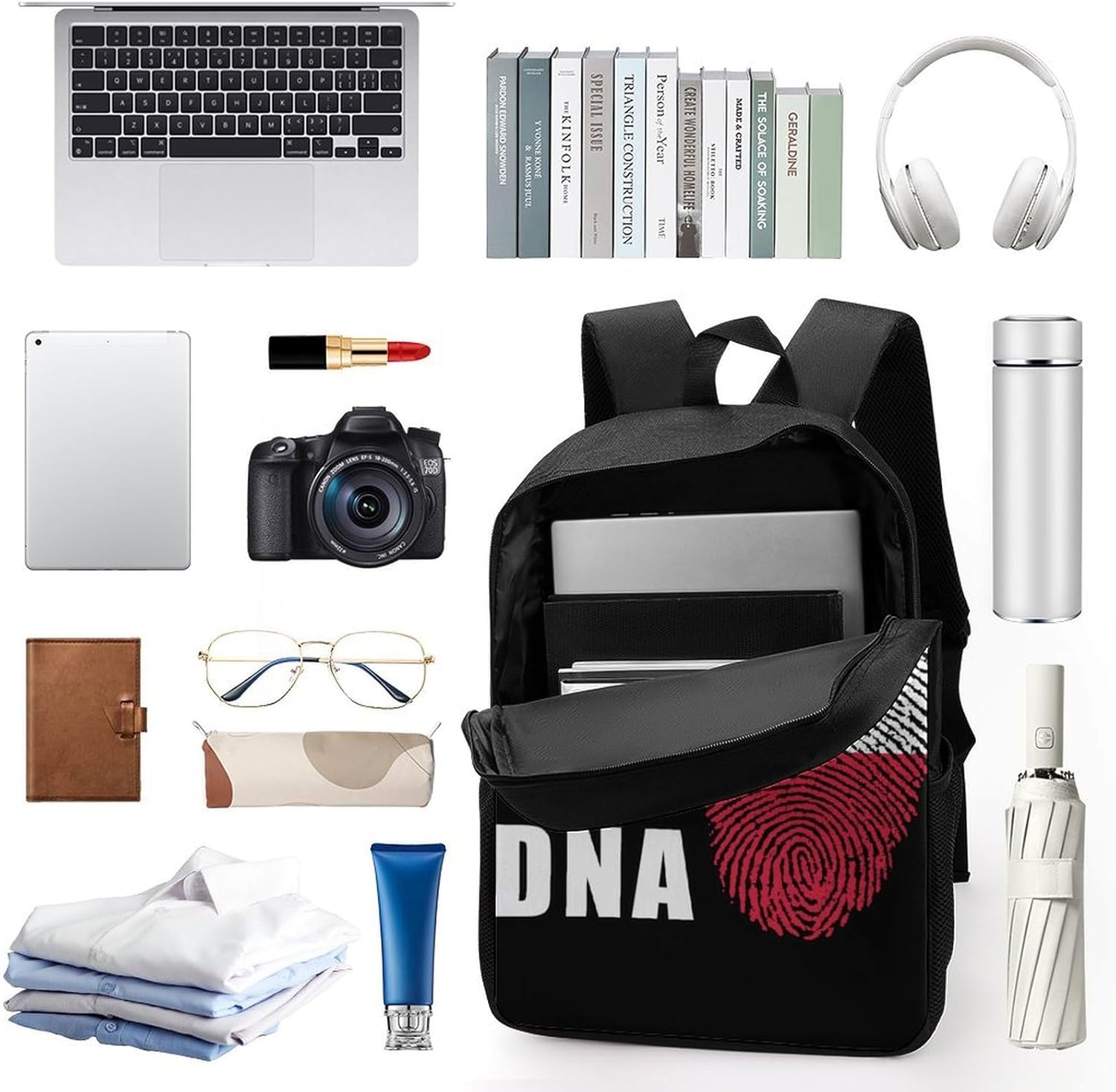 Poland Polska Polish DNA Unisex Backpack 17" Casual Daypacks Simple Shoulders Bag for Camping Hiking Travel Gear